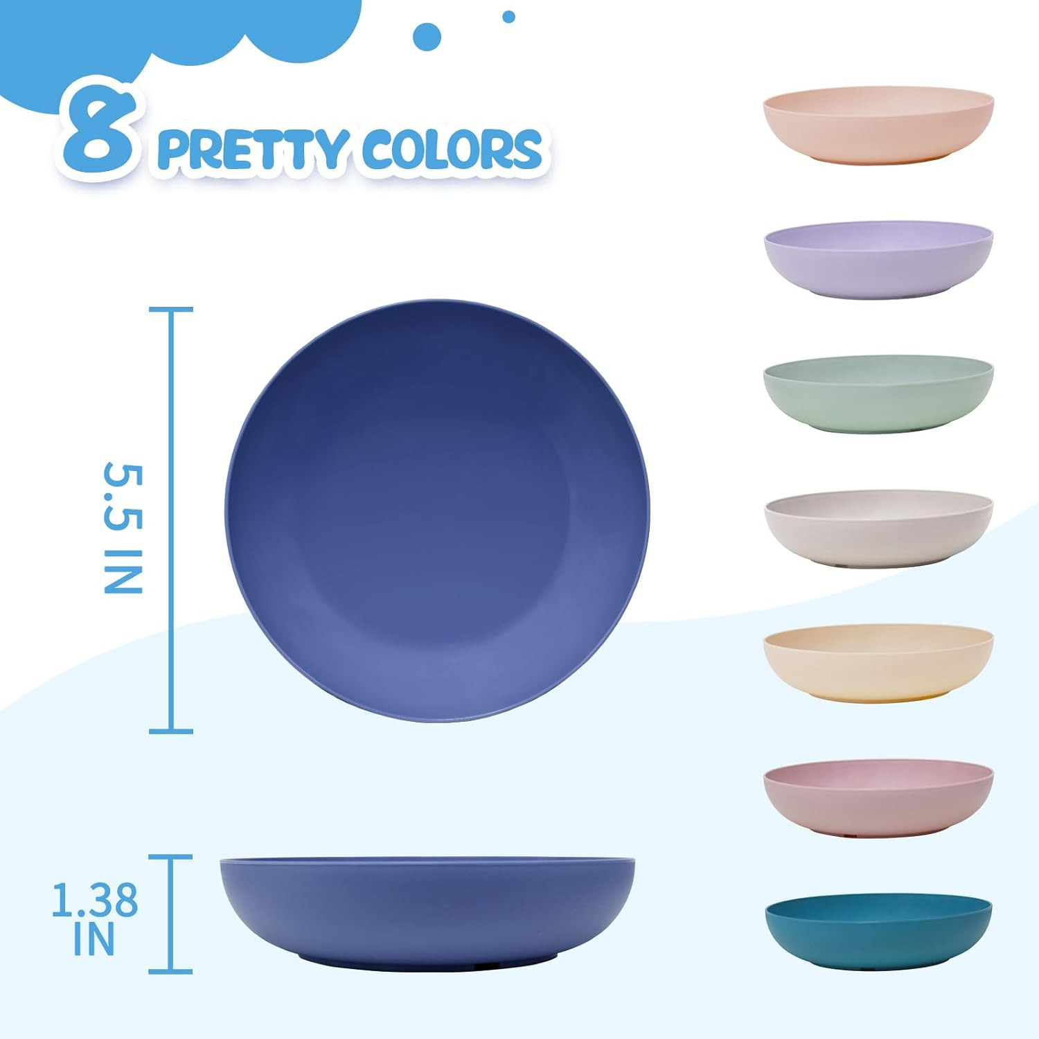 [8 Pack] Cat Dishes Whisker Friendly, Shallow Wide Pet Food and Water Bowl, Dura