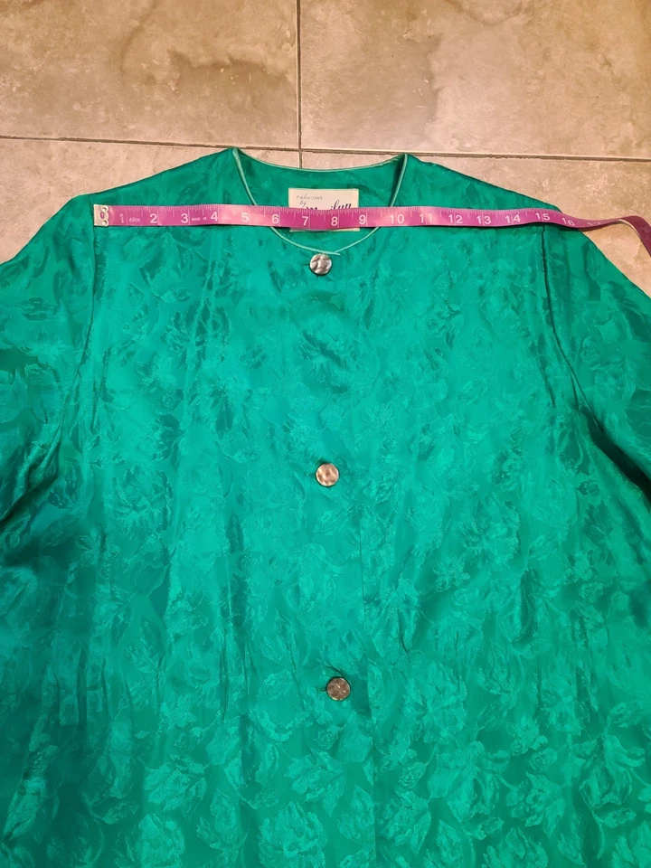 Abrigo de vestir de colección años 50 60 Marilyn Nueva York verde esmeralda brocado ópera anfitriona Foto 4 de 4