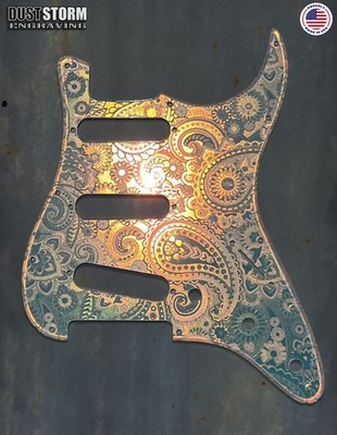 Paisley Strat Pickguard Tremolo Cover Engraved Iridescent Rainbow Acrylic Mirror