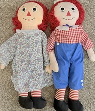 Vintage Raggedy Ann and Andy Dolls  I love you  hearts 34  Large Plush
