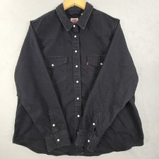 Levis Red Tab Mens XL Black Pearl Snap Western Shirt Long Sleeve Button Up