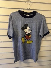 1980s Walt Disney Mickey Mouse Ringer T-shirt Made USA Walt Disney Size L