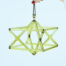 TXTone Crystal Singing Merkaba Pyramid 8" Green Quartz With Carrying Case Yoga