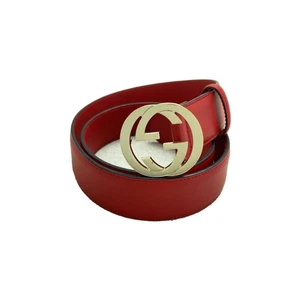 Gucci imbriqué G/matériel rayé/ceinture/cuir/rouge/femme/546386