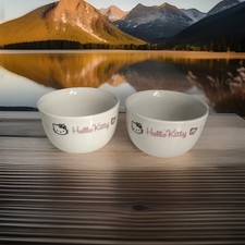 2 x Hello Kitty By Sanrio Small Porcelain Art Bowl 3.5" Inches - Cat Design 2010