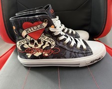 Ed Hardy Men s Skull Tattoo Lace Up Sneakers Black Size 10 Y2K