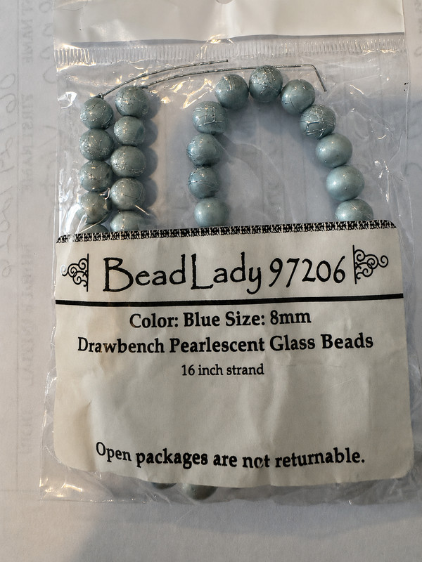 8mm Blue Pearlescent Crackle Glass Beads Round 16” Strand ~50 Beads