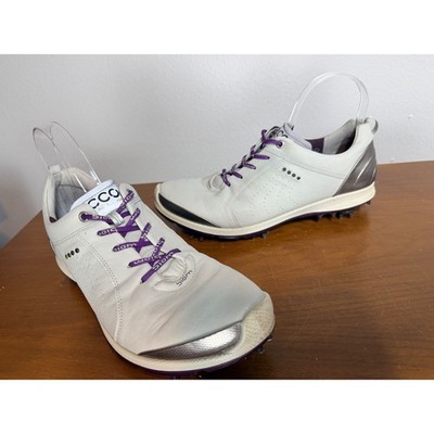 Ecco Golf Shoes Women 40 White Biom Natural Motion Spiked Leather Purple