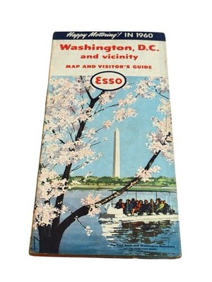 Vintage Esso Washington DC 1960 Road Map Gas Oil Petrol