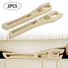 2X Beige Car Side Seat Gap Filler Organizer w/ Phone Holder for Prevent Falling