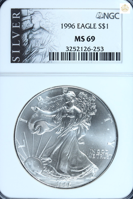 1996 Silver Eagle NGC MS69 $1 American Eagle .999 1oz Bullion