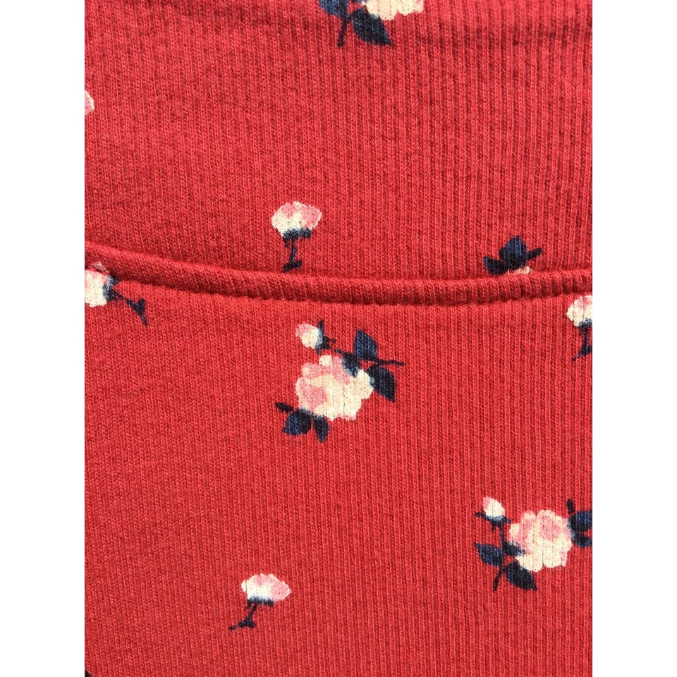 Abercrombie & Fitch girls shirt 15 16 thermal ditsy floral red kids boat neck - Image 3 of 4