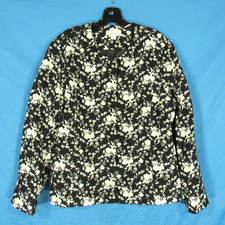 COLDWATER CREEK Black/Cream FLORAL DESIGN Hidden Buttons CUFFS Jacket/Blazer 14