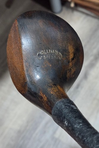 Antigua cuchara de palos de golf vintage Columbia con eje de madera de nogal americano - Imagen 4 de 14