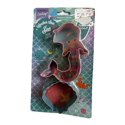 Under The Sea Cookie Cutters. Pink Mermaid & Blue Seashell Cookie Cutter Set