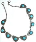 Vintage  MCM Danish Sterling Turquoise Enamel Porcelain BIOMORPHIC Necklace — photo 9