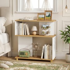 3-Tier Bookcase, Modern S-shaped Bookshelf w/Adjustable Feet Anti-tipping Kits