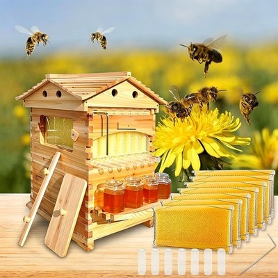 7PCS Automatic Super Frames Auto Seeping Complete Honey Beekeeping Bee Hive Box