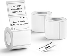 3 Roll Set Labels, 1.6" X 1.2" 40 30 Mm Waterproof Thermal Label