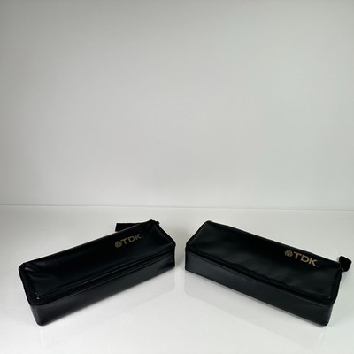 (Lot of 2) TDK Case Logic Cassette Tape Fabric Storage Leather Carrying Case