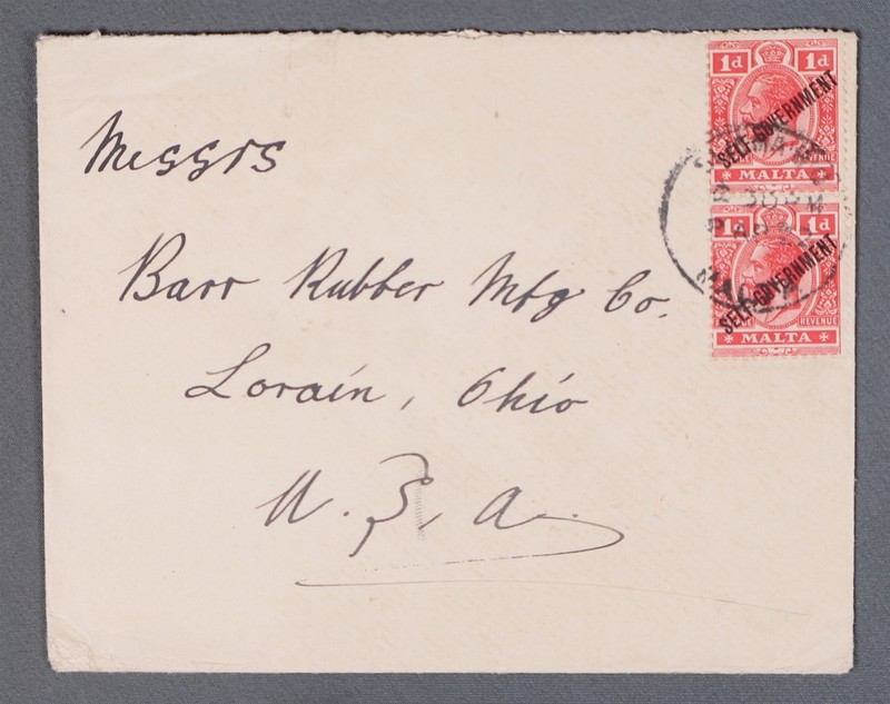 MayfairStamps Malta Pair Overprint Self Government to Lorain OH Cover aaz_42023