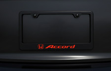 Red Honda Accord Matte Black Metal License Plate Frame Red Honda Accord Matte Black Metal License Plate Frame