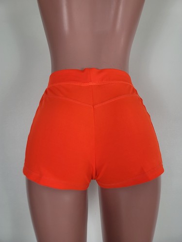 HOOTERS Girl Uniform Orange Short SHORTS Size Medium Spandex - Picture 6 of 9