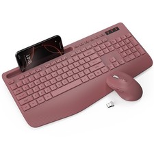 Wireless Keyboard and Mouse Combo - Full-Sized Ergonomic Keyboard with Wrist ...