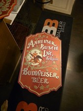 rare Anheuser Busch Inc. Budweiser Beer Tin Metal Sign St Louis bar vintage pub