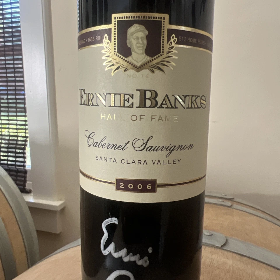 非常罕见 - Ernie Banks 赤霞珠 2008 年名人堂葡萄酒亲笔签名 — 第 4/4 张图片