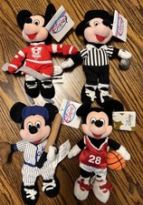 Vintage Disney Mickey Mouse Sports Disney Store Bean Bag Plush Lot of 4 W/ Tags