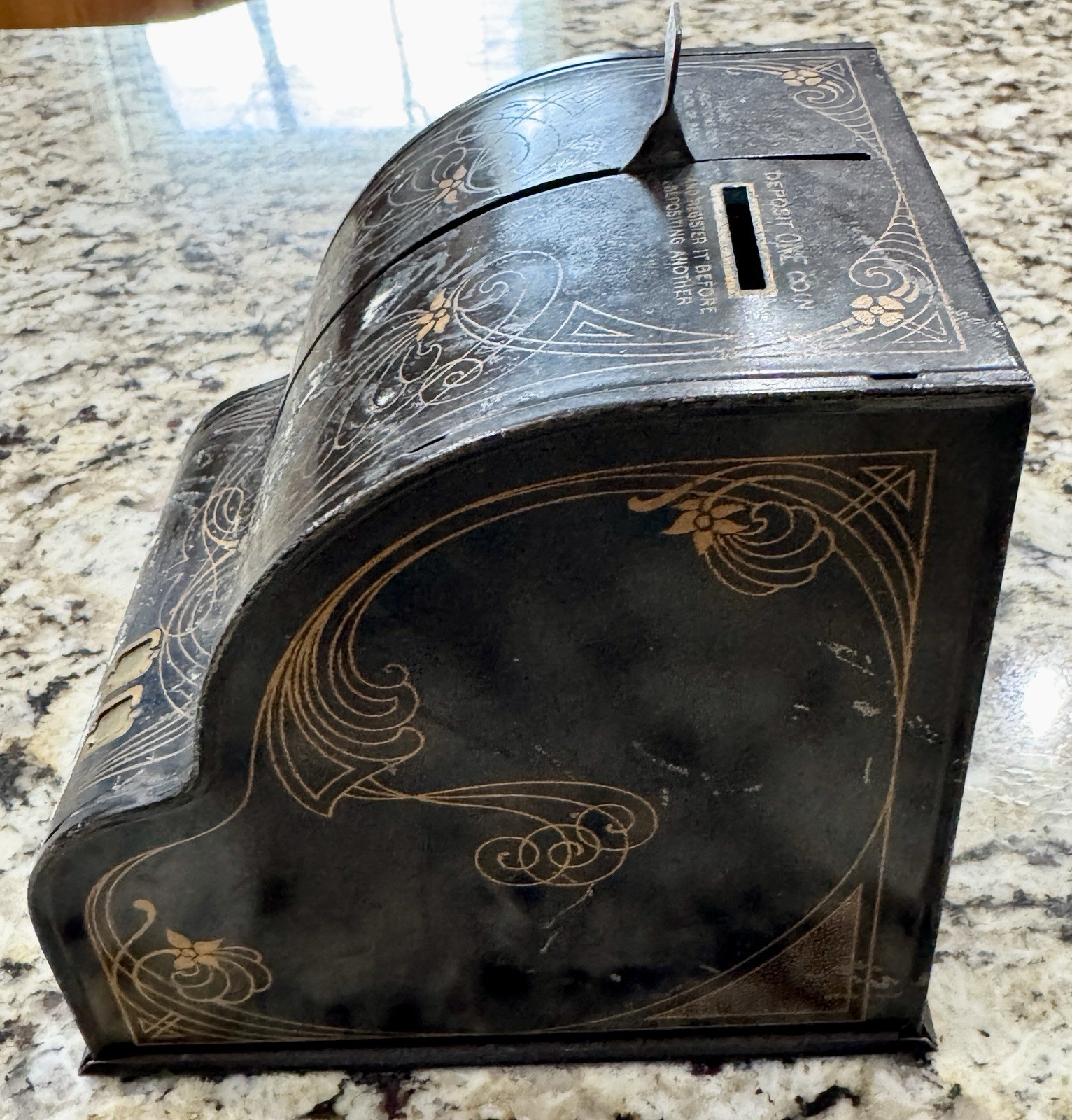 как выглядит Vintage Universal Cash Register Figural Metal Mechanical Coin Bank - 5 high фото