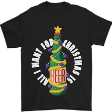 Camiseta Hombre All I Want for Christmas Is Beer Algodón 100% Cuello Redondo