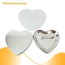 Heart-Shaped Metal Pin Badge 100sets/pack DIY Pin Badge Back Button Parts