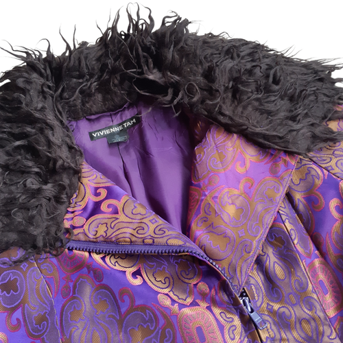 90s Vintage Vivienne Tam Shimmering Iridescent Amethyst Purple Blue Jacket Size0 - 第 3/11 張圖片