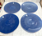 La Mediterranea Plates Large Blue set 4 13" round recycled glass Spain vintage — photo 2