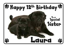 Pug dog - Personalised A5 birthday card - ANY...