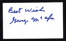George McAfee Autographed Signed 3x5 Index Card Pro Football HOF - A05