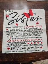 To My Sister Throw Pillow Cover, 17.5  in. SQUARE  Sister's Gift NEW!