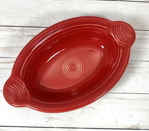Fiestaware Scarlet Individual Oval Casserole Bowl Dish Fiesta Red 9”