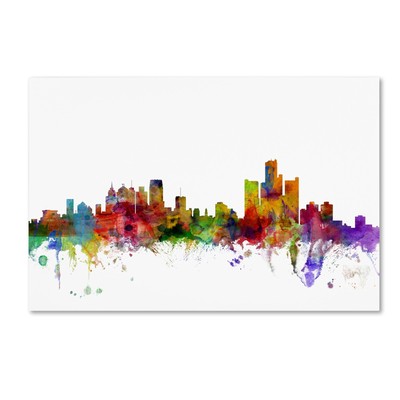 Detroit Michigan Skyline by Michael Tompsett, 22x32-Inch