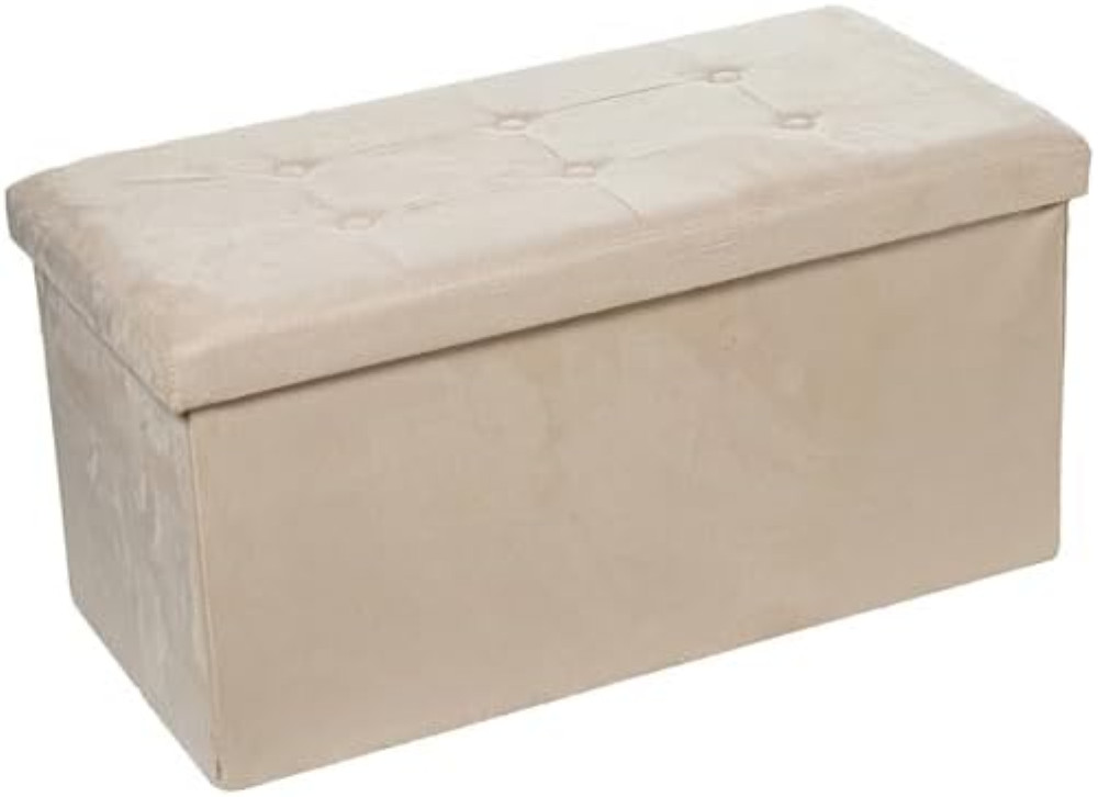 Puff Beige Pieghevole G AMUZA | Sgabello Contenitore Poliestere