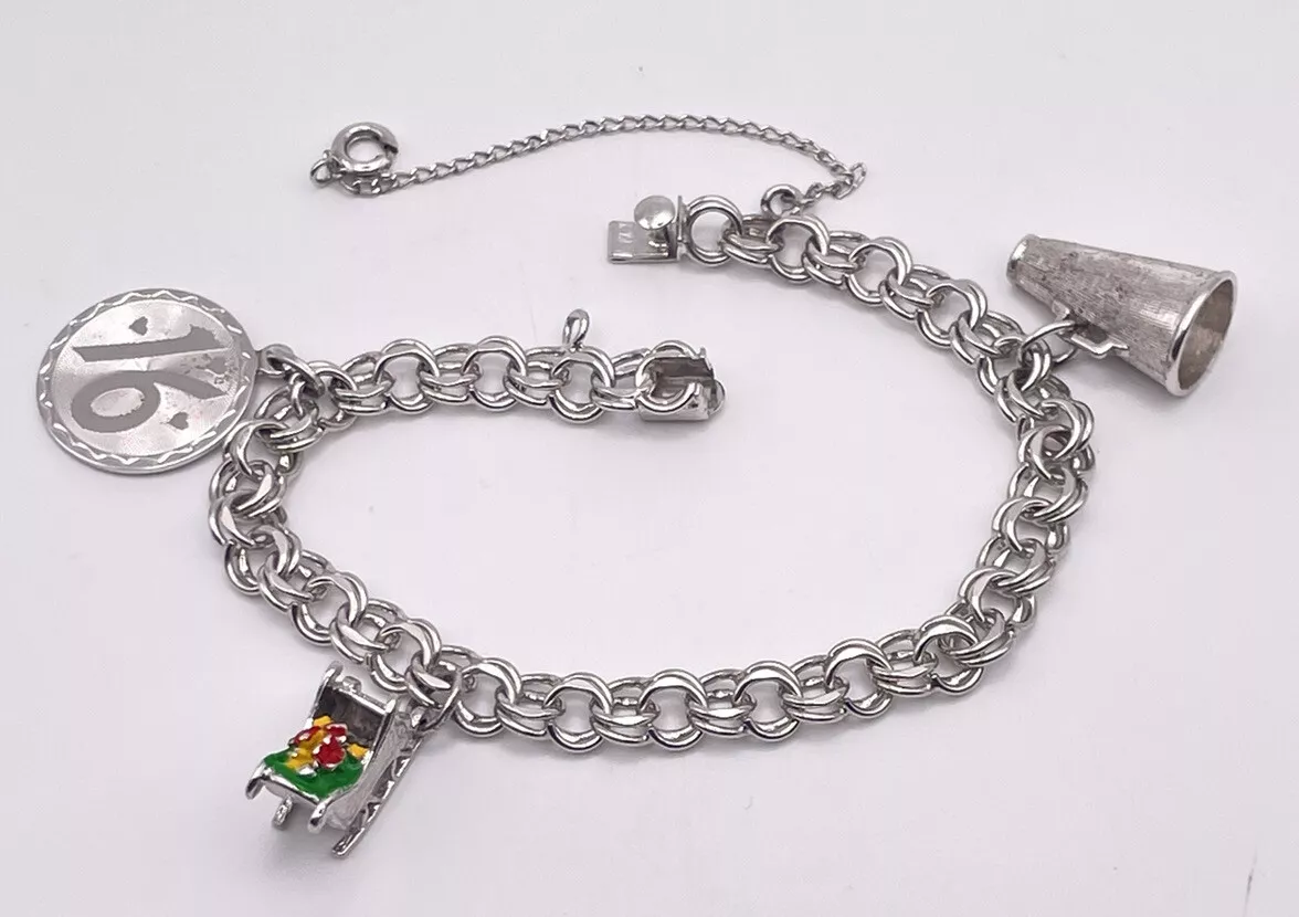 Vintage JB Sterling Silver Charm Bracelet With 3 Charms 7 1 4 eBay