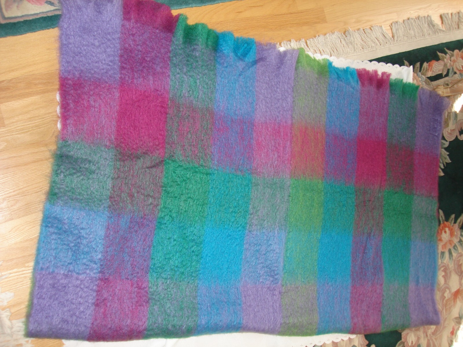 True AVOCA Mill Collection Irish Mohair Wool Woven Plaid Throw Blanket