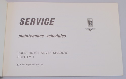 1970 Rolls Royce Silver Shadow Bentley T Operating and Maintenance Manual - Bild 2 von 6