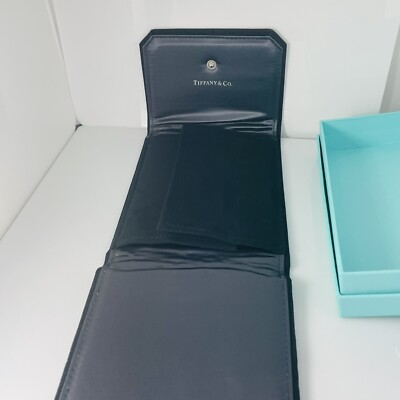 Tiffany Black Folding Suede Leather Necklace Presentation Blue Box