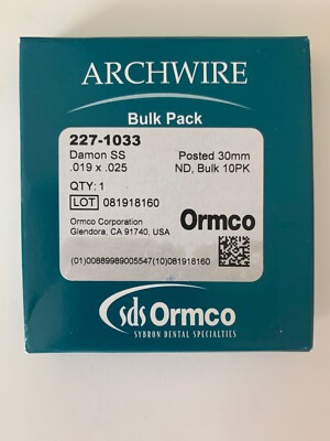 Archwire Bulk Pack 019x025 Damon SS Posted 30mm (Ormco)