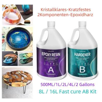 Fast Cure 1:1 Clear Epoxy Resi - 500ML 1L 2L 4L 8L 16L Kit Epoxidharz Epoxydharz