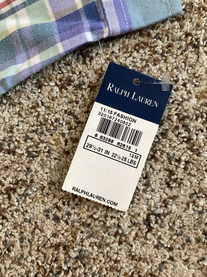 NEW NWT INFANT BOYS RALPH LAUREN PASTEL PLAID BUTTON DOWN DRESS SHIRT