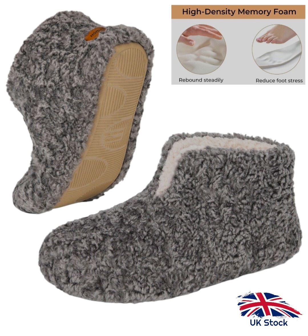 APL Ciabatte donna stivaletti ricci con pile orsacchiotto nuove comode pantofole uk